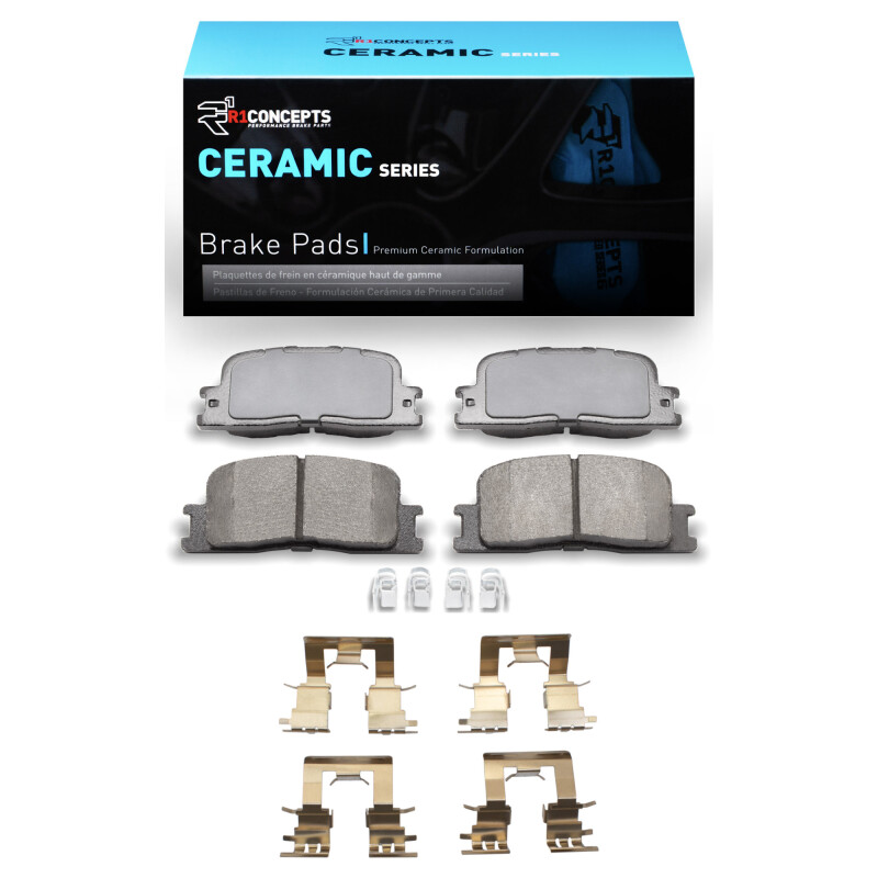 Toyota Highlander Ceramic Brake Pads - Rear - R1 Concepts - R1 Ceramic Pads & Hardware Kit - `01-`03